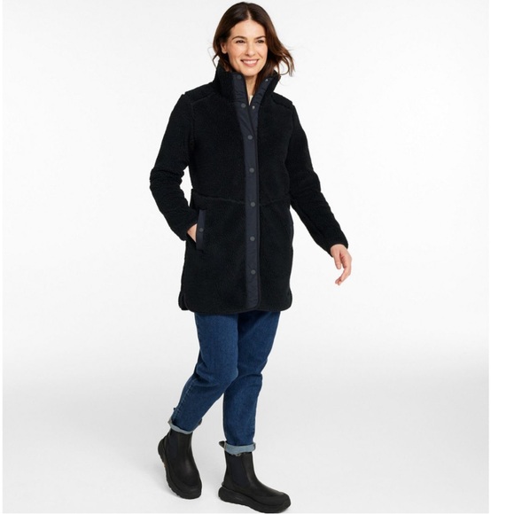 NWOT!! L.L. Bean - Women's Sherpa Fleece Jacket - Black - Picture 1 of 7